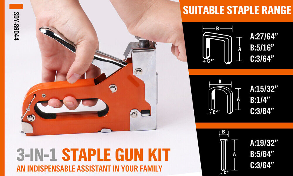 HORUSDY 3in1 Staple Gun Heavy Duty Stapler Fastener Tool Tacker free Staples - 0