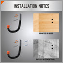 HORUSDY 6Pc Wall Mount Garage Hooks Set Heavy Duty Steel Storage Rack Hanger-6