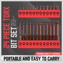 24Pc Torx Bit Set Star Head Screwdriver Bit Long Security Temper Proof T5-T40-4