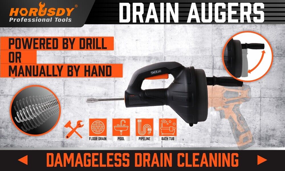 Drain Auger Drain Cleaner Unblocker Auger Sewage Pipe Cleaning Plumbing Tool - 0