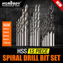 15Pc HSS Drill Bits Combination Set Wood Metal & Concrete Drilling Metric Titanium-4