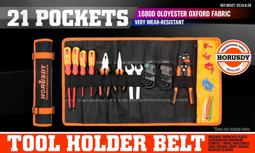 Lockable Tool Holder Belt 21 Pockets & Compartments Ployester Fabric Multi Use - 0