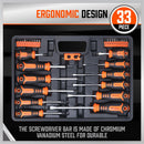 33Pc Magnetic Screwdriver Set Phillips Slotted Pozidrive Torx Power Bits Holder-3