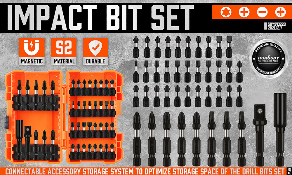 42Pc Impact Screwdriver Bit Set Magnetic Drill Holder Socket Drilling Adapter - 0