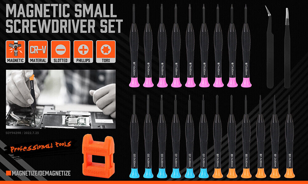 24-Piece Magnetic Precision Screwdriver Set - Small Screwdrivers for Eyeglasses, Phones, Watches Electronics Repair - 0