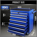 7-Drawer Drawer Tool Box Trolley Cabinet - Blue or Black Heavy Duty Tool Chest Garage Storage Cart Organizer-3