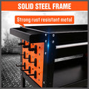 3-Tier Drawer Tool Storage Trolley Workshop Cart Steel Chest w/t Pegboard Hooks-3