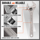4Pc Adjustable Wrench Set Heavy Duty Shifter Spanner Wide Open Jaw 6"/8"/10"/12"-5