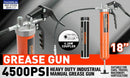 18'' Manual Pistol Grip Grease Gun Flow Pressure 4500PSI Flexi Hose & Coupler-2