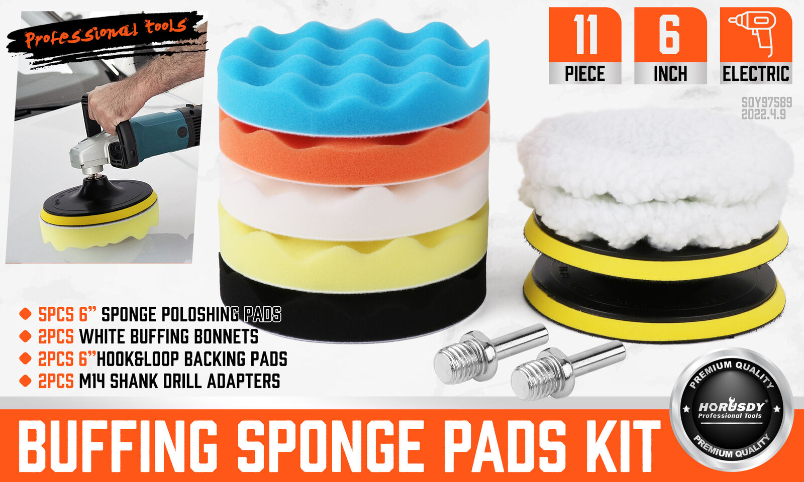 11Pc 6" Buffing Waxing Polishing Pads Kit Sponge Pad Set For Car Polisher Drill - 0