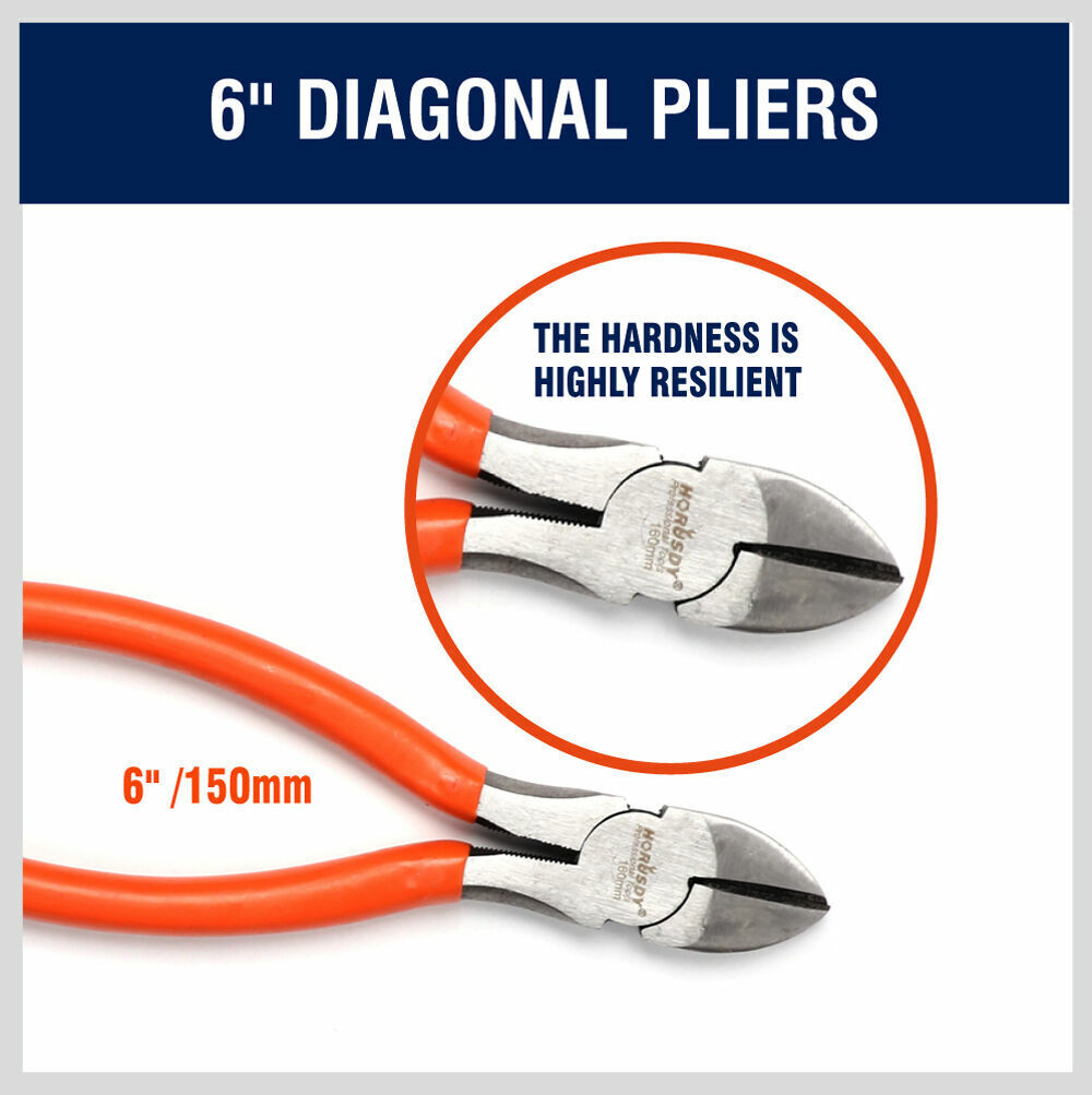 5Pc Pliers Set Diagonal Linesman Long Nose Groove Joint Slip Joint Pliers