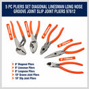 5Pc Pliers Set Diagonal Linesman Long Nose Groove Joint Slip Joint Pliers-8