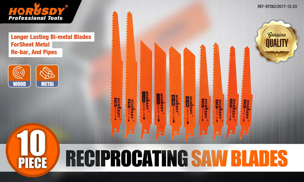 10Pc Reciprocating Saw Blades Set For Wood Metal Timber Demolition Cutting Tool - 0