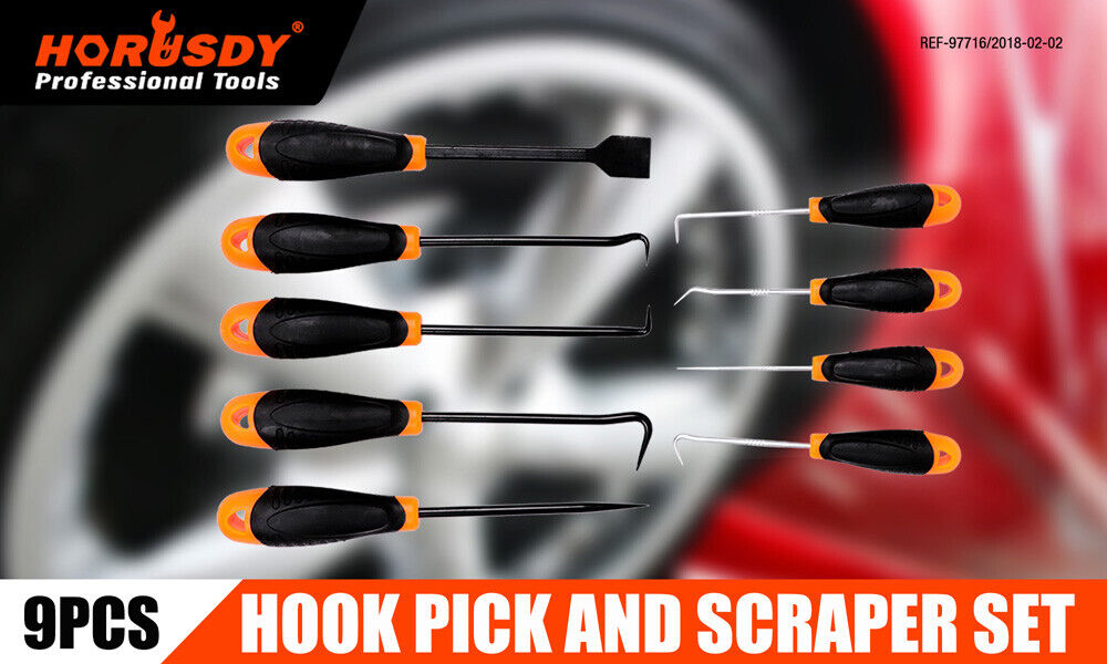 9pc Hook and Pick Tool Set Scraper ,Large Full & Small Mini Size Non-slip Handle - 0