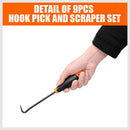 9pc Hook and Pick Tool Set Scraper ,Large Full & Small Mini Size Non-slip Handle-4
