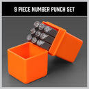9Pc 6mm Number Stamp Punches Set Metal Plastic Wood Leather With Storage Case-3