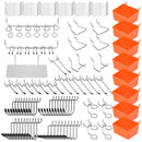 142Pc Pegboard Hooks Set Peg board Hanger Assortment Storage Trays Organizer Bin-1