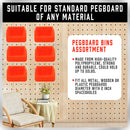 16Pc Pegboard Bins Peg Board Parts Storage With Steel Hooks Tools Organiser Tray-8