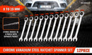 12Pc Ratchet Spanner Set Metric Open & Ring Wrenches 8-19mm CR-V + Rolling Bag-2
