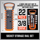 3Pc Socket Rails 66 Socket Holder Space Organiser Garage Rack 1/4" 3/8" 1/2"-4