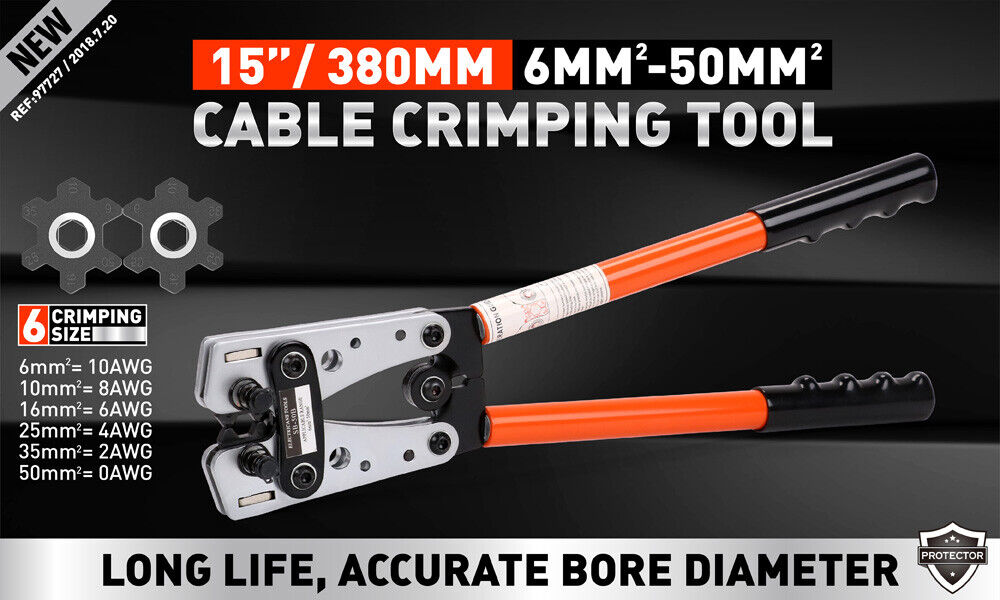 6-50 mm2 Wire Crimper Cable Crimp Electric Tube Crimping Hand Tool Battery Lug - 0