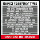 120Pc Pegboard Hooks Set Slat Wall Hanger Garage Organizer Shop Display Hanging-6