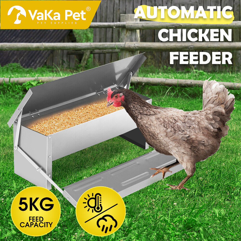 5KG 7.5L Garden Farm Automatic Food Storage Box Stand Chicken Feeder Poultry AU - 0