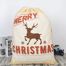 50x70cm Canvas Hessian Christmas Santa Sack Xmas Stocking Reindeer Kids Gift Bag, Cream - Reindeer-1