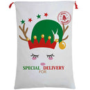 50x70cm Canvas Hessian Christmas Santa Sack Xmas Stocking Reindeer Kids Gift Bag, Cream - Cute Reindeer Delivery-1