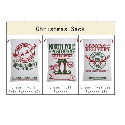 50x70cm Canvas Hessian Christmas Santa Sack Xmas Stocking Reindeer Kids Gift Bag, Green - Reindeer Gift