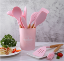 12pcs Silicone Utensils Set Pink-1