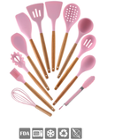 12pcs Silicone Utensils Set Pink-3