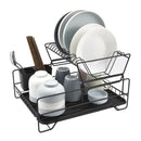 2 Tier Dish Drainer with Cutlery Holder Black-1