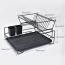 2 Tier Dish Drainer with Cutlery Holder Black-2