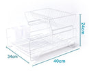 2 Tier Dish Drainer with Cutlery Holder White-3