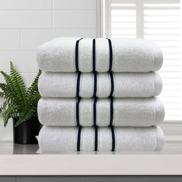 amor classic dobby stripe super soft premium cotton face washer 4 pcs 650gsm white