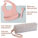 LIFEBEA WILD INDIANA Eating-out Comfy Silicone Baby Bib set for babies & Toddlers(10-72 Months) Waterproof baby fedding including Waterproof carry case (Blush)-3