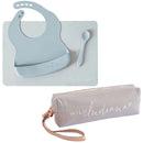 LIFEBEA WILD INDIANA Eating-out Comfy Silicone Baby Bib set for babies & Toddlers(10-72 Months) Waterproof baby fedding including Waterproof carry case (Duck Egg Blue)-1