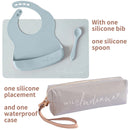 LIFEBEA WILD INDIANA Eating-out Comfy Silicone Baby Bib set for babies & Toddlers(10-72 Months) Waterproof baby fedding including Waterproof carry case (Duck Egg Blue)-3