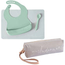 LIFEBEA WILD INDIANA Eating-out Comfy Silicone Baby Bib set for babies & Toddlers(10-72 Months) Waterproof baby fedding including Waterproof carry case (Sage)-1
