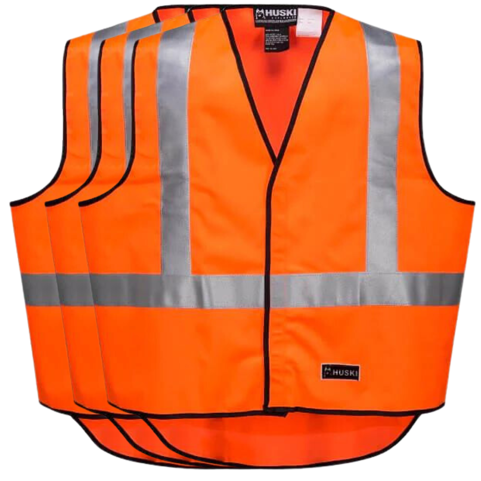 3x HUSKI Hi Vis Patrol Vest 3M Tape Safety Workwear High Visibility Bulk - Orange - XL - 0