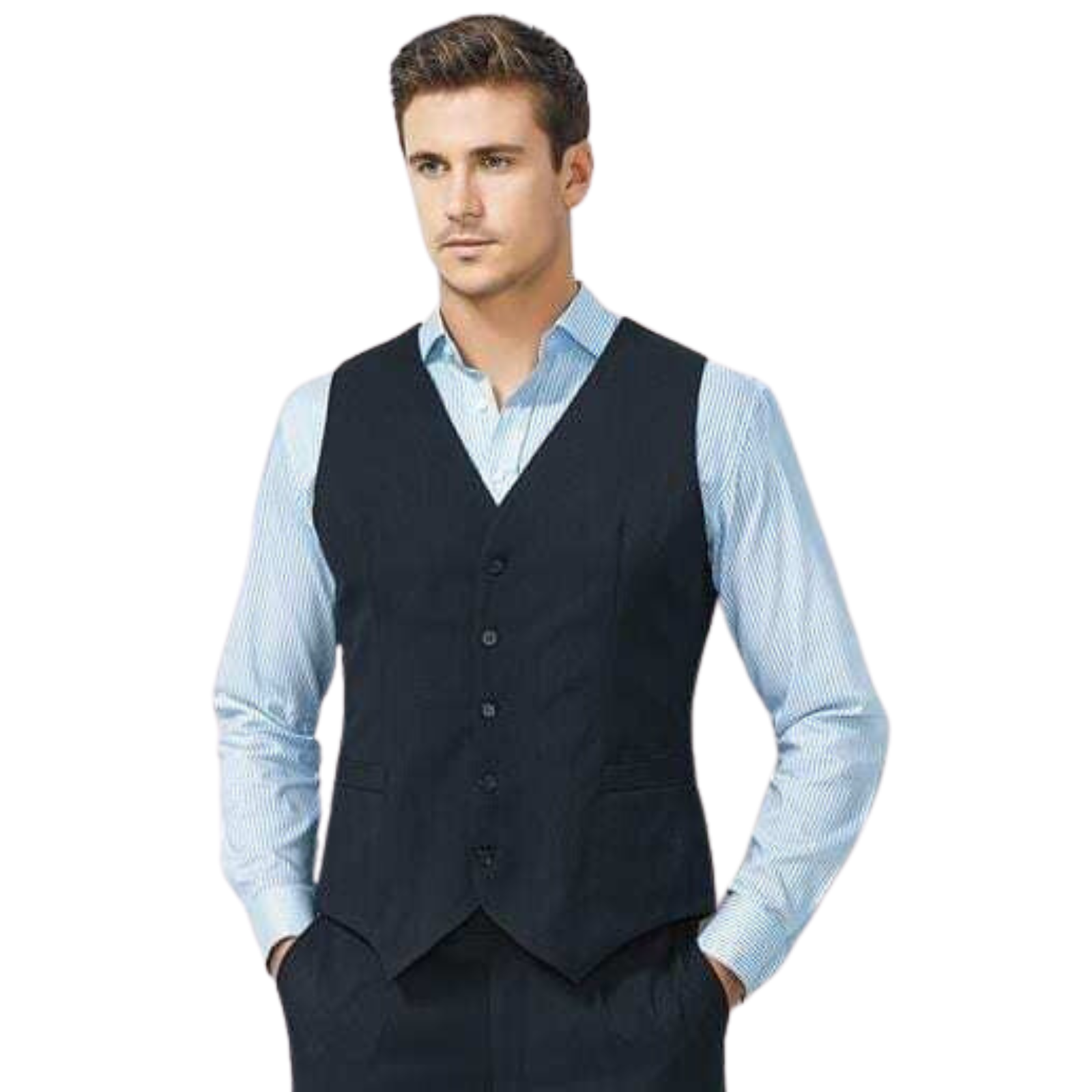 Mens Peaked Vest Waistcoat w/ Knitted Back Suit Formal Wedding Dress Up - Navy - 102