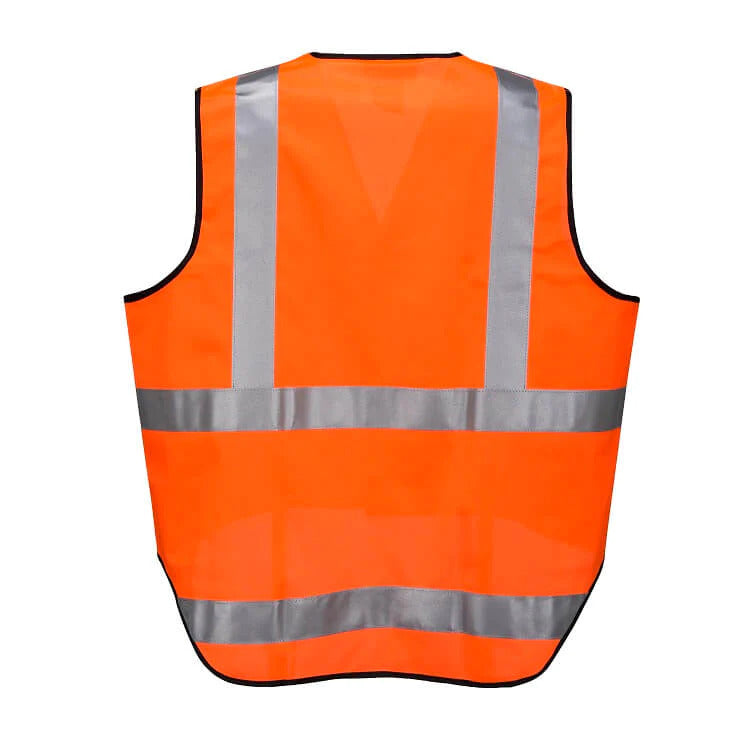 HUSKI Hi Vis Patrol Vest 3M Reflective Tape Safety Workwear High Visibility - Orange - L