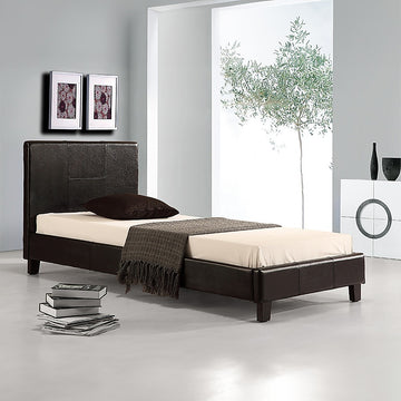 Single PU Leather Bed Frame Black - 0