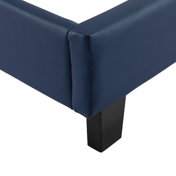 Single PU Leather Bed Frame Blue