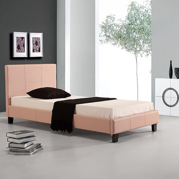 Single PU Leather Bed Frame Pink - 0