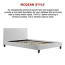 Queen PU Leather Bed Frame White-8