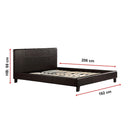 Queen PU Leather Bed Frame Brown-9