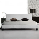 King PU Leather Bed Frame White-7