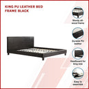 King PU Leather Bed Frame Black-3